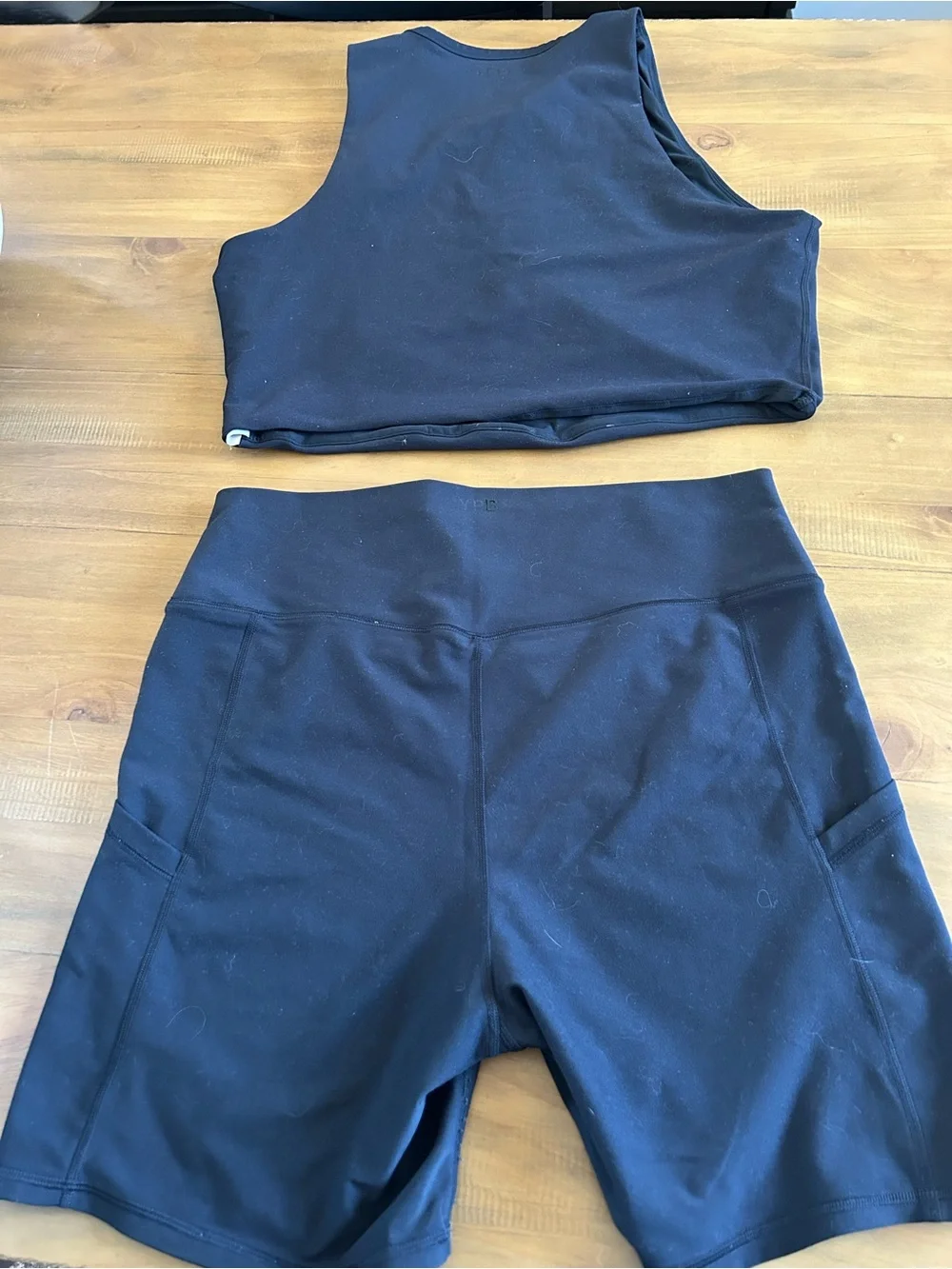 YPB Black Workout Top and Matching Biker Shorts - Picture 5 of 8